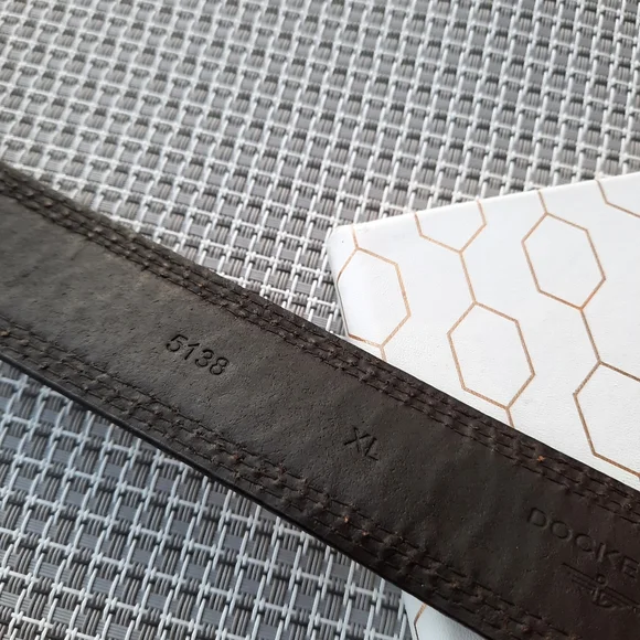 Dockers Braided and Stitched Studded Oversized Buckle Leather Belt XL Brown - Picture 11 of 12